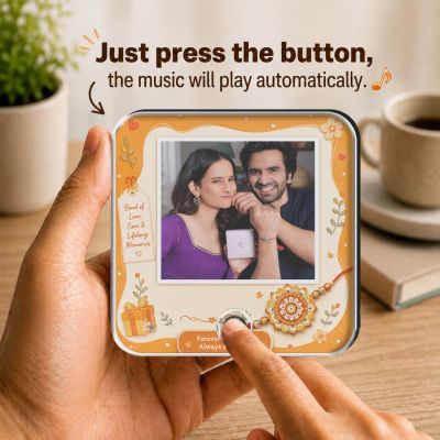 Personalized Raksha Bandhan Gift Customized Music Fridge Magnet with USB-C Rechargeable Sibling Blessing Gift for Bhaiya Behen Rakhi Surprise for Sister